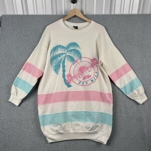 Diport USA Sweatshirt Womens One Size White Key West Vintage Retro Oversized